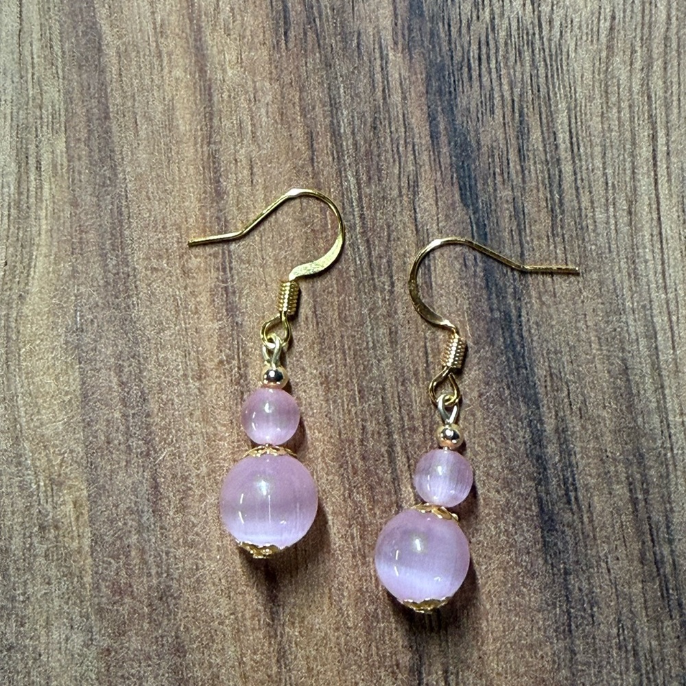 Pink Cat Eye Earrings